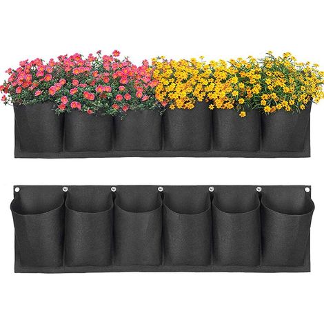 6 Poches suspendues jardinière Murale Mise à Niveau étanche Couche Jardin Sac de Plantation élargi et approfondi Poches pour Balcon Jardin Cour Bureau décoration de la Maison (1/5)