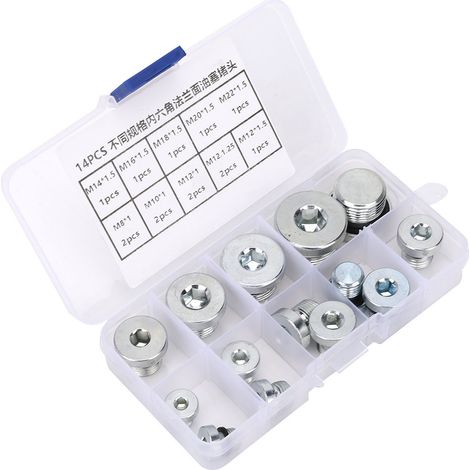 Lot de 14 bouchons de vidange à six pans creux pour huile, bride et écrou de vidange pour usages multiples (1/5)