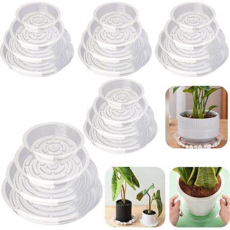 20 soucoupes pour plantes Bases pour pots de fleurs Pots pour plantes grasses Plateaux de récupération d'eau (Transparent 4 tailles) (1/5)