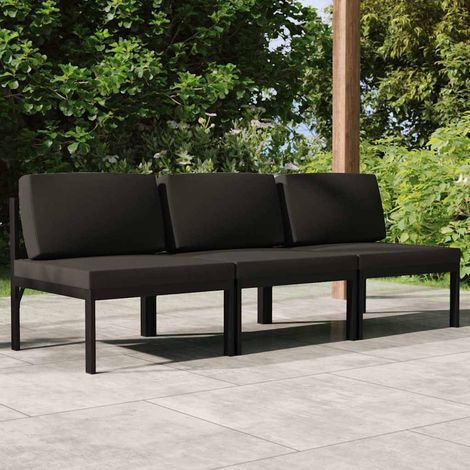 vidaXL Canapé de jardin 3 places avec coussins Aluminium Anthracite (1/5)