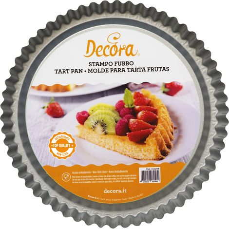 Decora, 0070031 Stampo Furbo per Crostata, in Acciaio Antiaderente, Tondo Ø 28 X 3 cm, Rende facile Farcire la Crostata, Design Professionale (1/4)