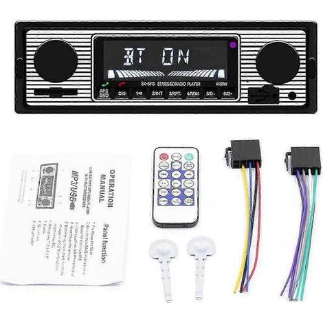 Autoradio 1 DIN avec Bluetooth, USB/AUX/FM et lecteur MP3 pour installation rétro (1/5)