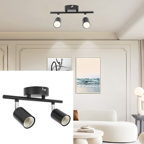 Support de spot de plafond, support de lampe réglable et rotatif à 2 têtes, douille de plafonnier E27, kit d'éclairage sur rail, chambre, mur de salle à manger, luminaires d'intérieur. (1/5)
