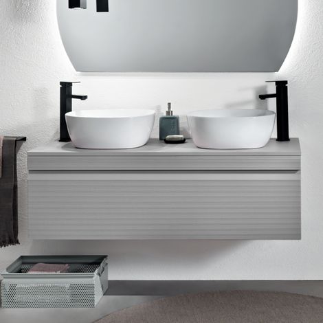 Cassetto porta lavabo in PVC 120 cm sospeso da bagno RIO Grigio