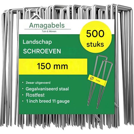 Ancrage au sol - Fixation pour toile de paillage - Acier trempé galvanisé à chaud 150 mm - 500 pièces - Pour jardin, plage, camping, projets de construction (1/5)