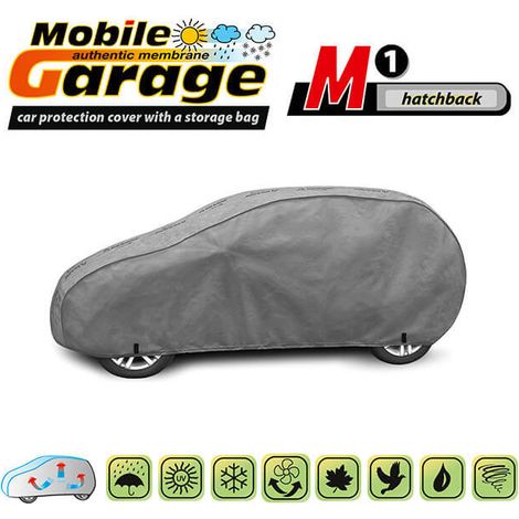Hochwertige Abdeckhaube Kegel, Serie Mobile Garage, Größe M1 für Hatchback, 355–380 cm x 126–136 cm, grau