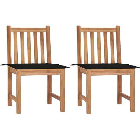 Deux chaises de jardin en teck massif avec coussins (1/5)