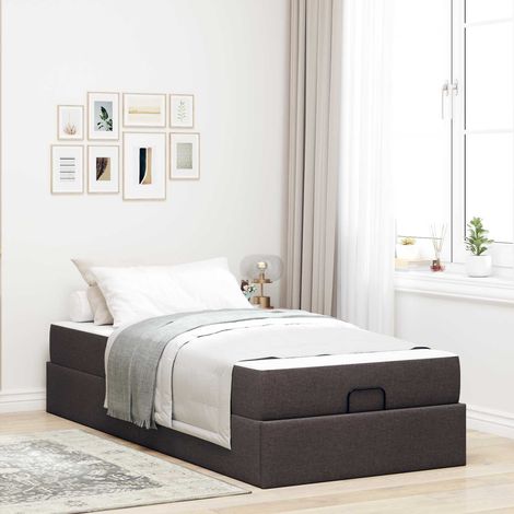 vidaXL Bettgestell mit Matratze 2 pcs Hellbraun Stoff (1/5)