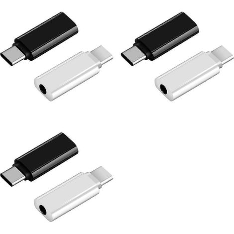 Lot de 6 câbles adaptateurs audio pour casque USB-C vers prise jack 3,5 mm, adaptateurs de câble AUX femelle pour casque USB-C vers prise jack 3,5 mm. (1/5)