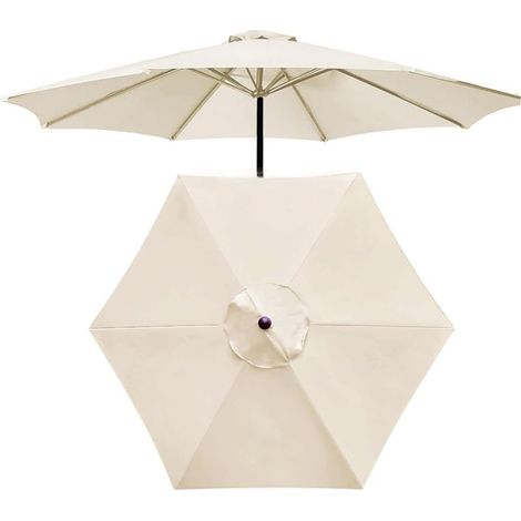Housse de rechange pour parasol de terrasse de 3 m + 6 baleines, protection UV et imperméable (1/5)