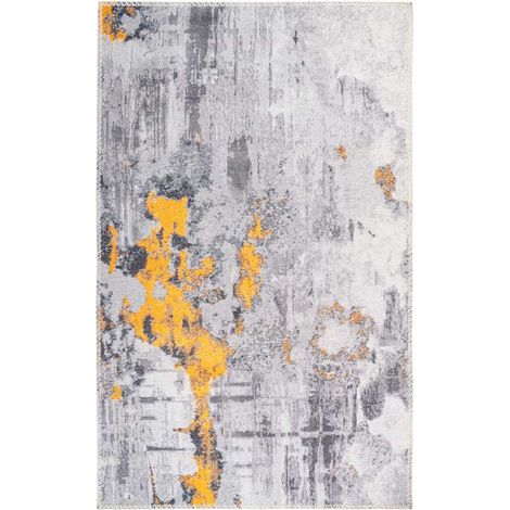 Tapis Tissé Imprimé Vintage "Peron III" Gris & Or 160 x 230 cm (1/4)