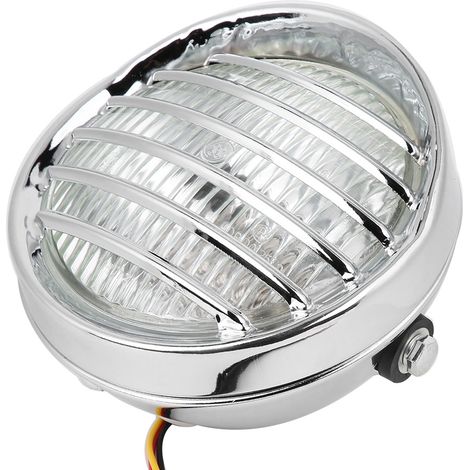 Phare de moto vintage chromé, lampe halogène haute luminosité, coque électroplaquée, verre transparent, projecteur avant rétro pour custom bobber. (1/5)