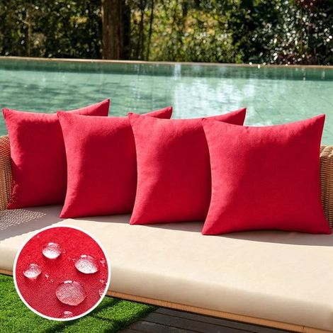 Set di 4 fodere impermeabili per cuscini da esterno，realizzate in finta poliestere e lino，federe decorative per giardino，blu royal，3050 cm (1/5)