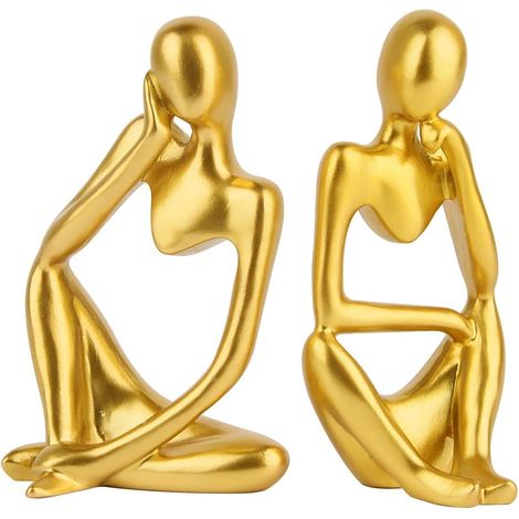 Penseur Moderne Résine Statues, 2 Pièces Abstrait Penseur Statue, Résine Penseur Sculpture Abstraite, Sculpture en Or Ornements Penseur, Décor Home, Statue Décoration pour Maison Bureau (1/5)