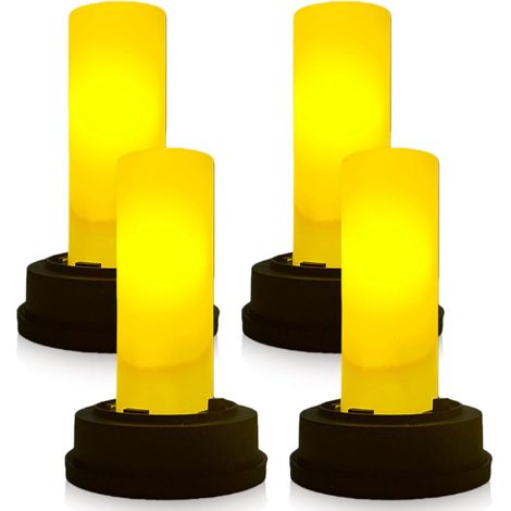 Lot De 4 Lampes Solaires De Rechange Avec Effet Flamme LED Étanches, Pièces De Rechange Pour Lampes Extérieures, 8,5 Cm [Classe énergétique F] (1/5)