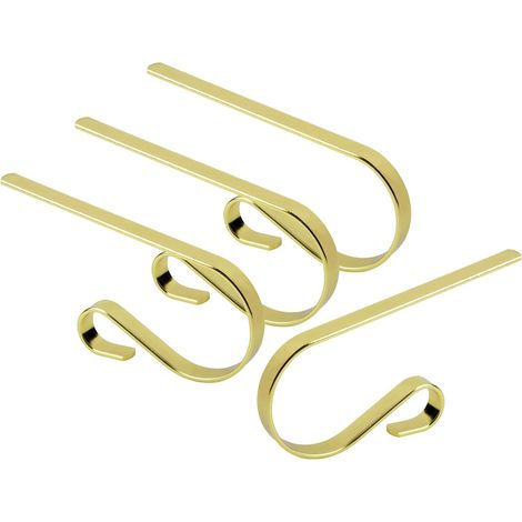 Lot de 4 supports pour chaussettes de Noël, crochets dorés, pinces pour manteau, adaptés aux décorations de fête de Noël