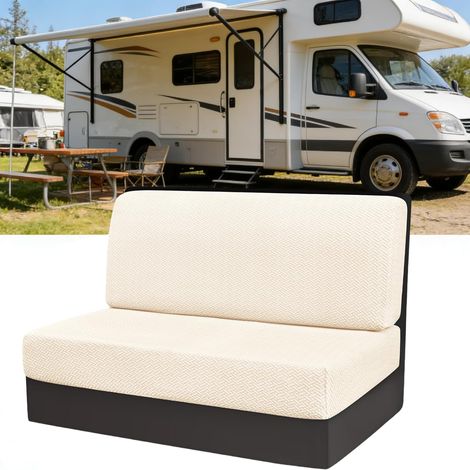 Kindfiber OÜ-Ensemble de 2 housses de banquette pour camping-car, housse de banquette double pour camping-car, housse de meuble, housse de remorque, beige (1/4)