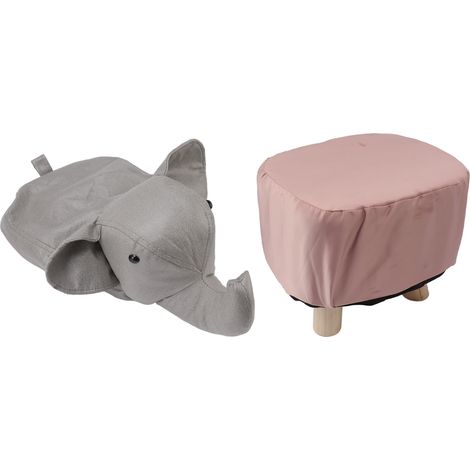 Tabouret animal en forme d'éléphant, antidérapant, silencieux, confortable, stable, polyvalent, mignon pour enfants, gris clair (1/5)