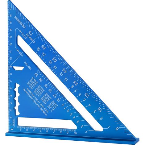 Squadra da 180 mm, goniometro, squadra di alta precisione in lega di alluminio, strumento di misurazione per carpentieri (blu, metrico) (1/5)