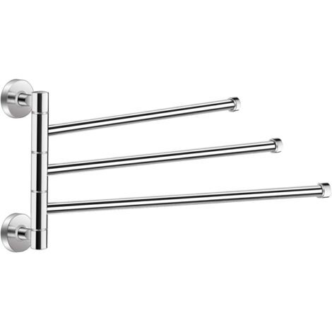 Porte-serviettes pivotant mural 3 bras en acier inoxydable porte-serviettes rotatif pliable salle de bain cuisine porte-serviettes (3 pôles) (1/5)