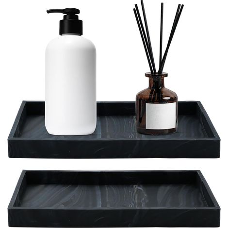 Rechteckige Ablage – 2er-Set – Silikon – Feuchtigkeitsbeständig – Waschbecken – Schwarz, 20 x 10 x 2 cm (1/5)
