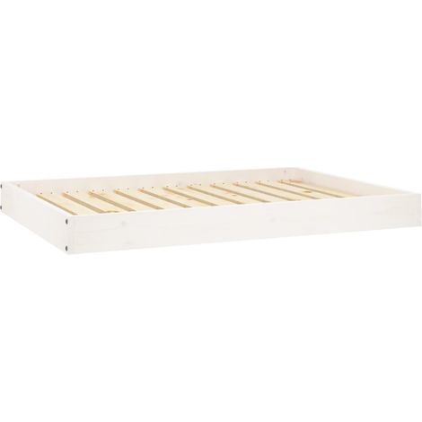 Lit pour chien Blanc 101,5x74x9 cm Bois de pin solide