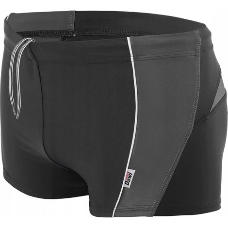 Short de bain rayé gris pour homme Dawi Sports, élastique pour piscine, taille S