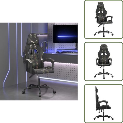 The Living Store Gaming-Stuhl Schwarz und Tarnfarben Kunstleder - Gamingstuhl Kunstleder (1/5)