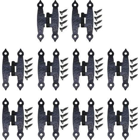 royaluxe -100 Pcs H Charnière D'armoire, Charnières Noires en, Quincaillerie D'armoire à Charnière en H, de Meubles Avec vis 65 34 mm Convient pour Les Portes D'armoires (1/5)
