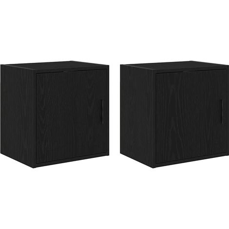 Lot de 2 armoires murales de garage 40 x 30 x 41 cm rangement pratique finition mate en bois d'ingénierie noir (1/5)