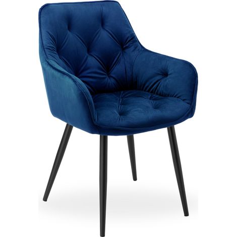 Silla de terciopelo azul marino NEVADA VELVET (1/5)