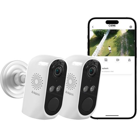 Caméra Surveillance WiFi 6 Extérieur/Intérieur 2K 3MP Vision Nocturne Couleur Détection Personne/Véhicule Enregistrement A61 (1/5)