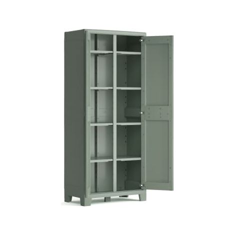 Keter – Armoire de jardin en résine 80% recyclée – Dimensions 80 x 44 x 182 cm – Étagères ajustables – Sécurisée avec cadenas – Pour intérieur et extérieur