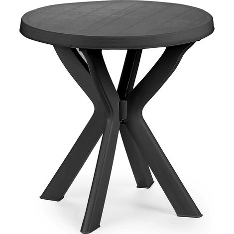 Spetebo Kunststoff Gartentisch rund anthrazit - 70 cm - Campingtisch im klassischen Design