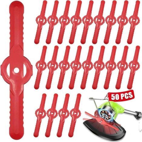 Ulisem50 lames de coupe-herbe en plastique, 135 mm lames de rechange pour tondeuse à gazon sans fil, lames de coupe pour tondeuse à gazon, outil pour pelouse, jardin, verger, bois ou pastorale (1/5)