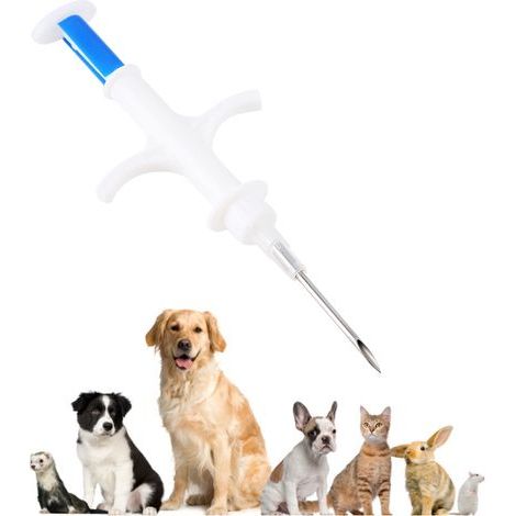 Puce d'identification RFID pour animaux domestiques - Transpondeur en verre 1,25x7mm avec applicateur - Pour chien et chat