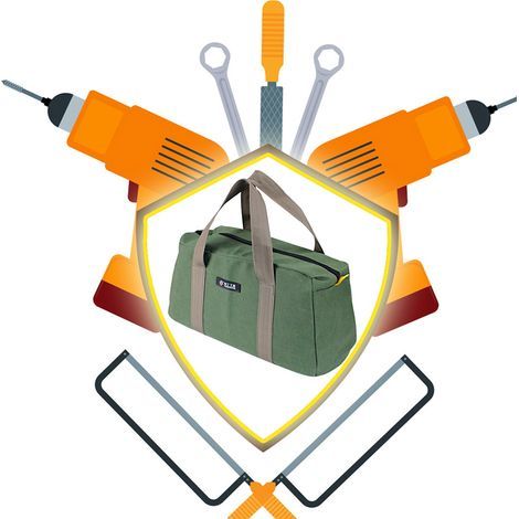 PENGGONG Grand sac de rangement pour outils d'entretien, épais, résistant à l'usure, capacité portable multifonctionnelle, toile 20 pouces, vert armée (1/5)