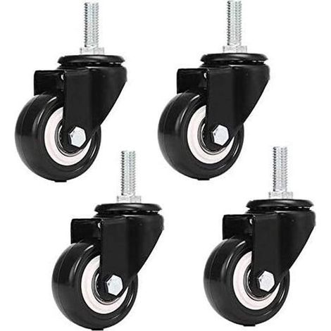 Ruedas giratorias para carro de transporte M8x25mm, 4 piezas, capacidad de carga de 240 kg, recubrimiento de pintura en polvo de poliuretano (sin freno).