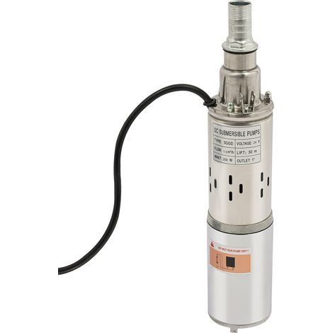 Pompe de puits profond 1 '' pompe d'eau submersible solaire en acier inoxydable de sortie 1.5m³/h 24V 200W (1/5)