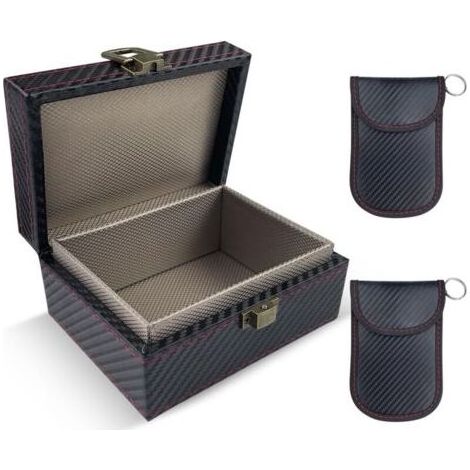 Pair Etui Anti RFID, Boite Anti RFID, Antivol Boîtier Faraday avec 2 Signal Blocage Faraday Pochette Sac, Keyless Go Boîtier Protection Clef Voiture, Boîte à Clés de Voiture, Cage de Faraday (1/5)