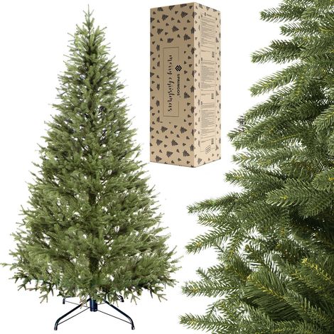 ALBERO DI NATALE ARTIFICIALE ABETE CAUCASICO 220cm PREMIUM PE DENSO COME VERO + GRATIS