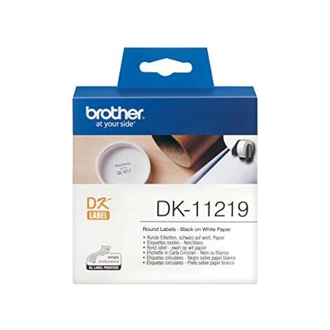 Brother DK-11219 Rouleau d'étiquettes Ø 12 mm papier blanc 1200 pc(s) fixation permanente DK11219 Etiquette universelle