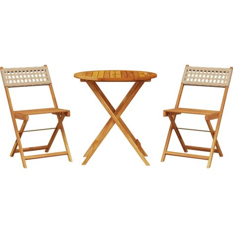 Maison Exclusive - 3-tlg. Bistro-Set Beige Poly Rattan und Massiv