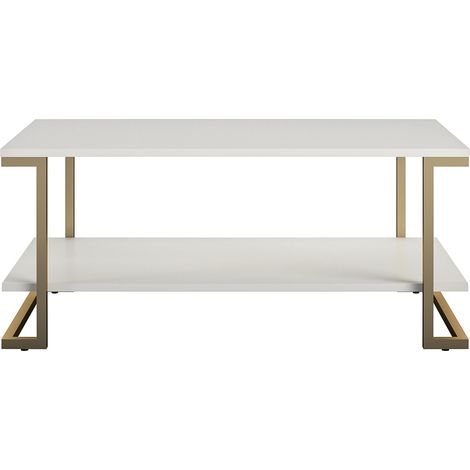 Camila-Table basse avec 1 étagère en MDF blanc