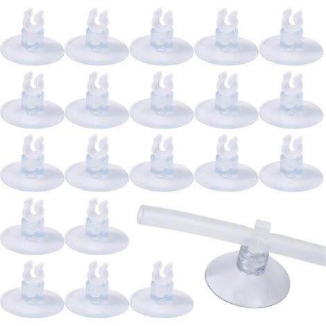 Lot de 20 ventouses transparentes pour aquarium, 5 mm, avec pinces de fixation pour tubes et pompes à air. (1/5)
