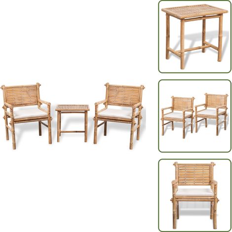Mobili da giardino - vidaXL Set da Bistrot 3 pz con Cuscini in Bambù - Tavolo e sedie bambù