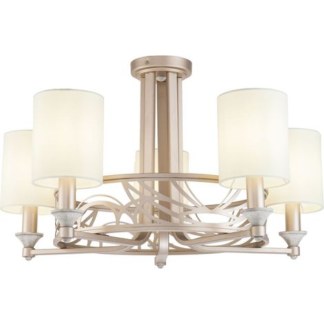 Lampadario Contemporaneo Vittoria Metallo Oro 5 Luci Diffusori In Pvc Crema (1/5)