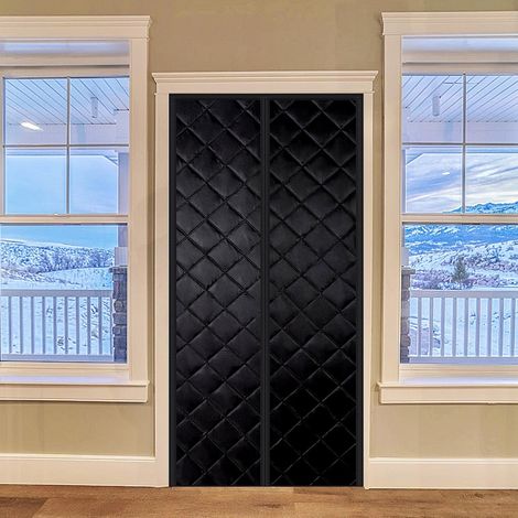 Wärmeisolierter Türvorhang, 70 x 200 cm, wärmeisolierter Türvorhang mit gesteppter Polsterung zum Schutz vor Wind, Wasser und Lärm (schwarz)