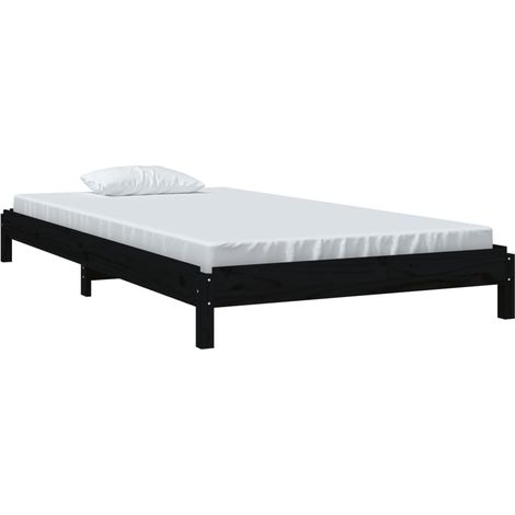 Stapelbett Schwarz 90x200 cm Massivholz Kiefer vidaXL (1/4)