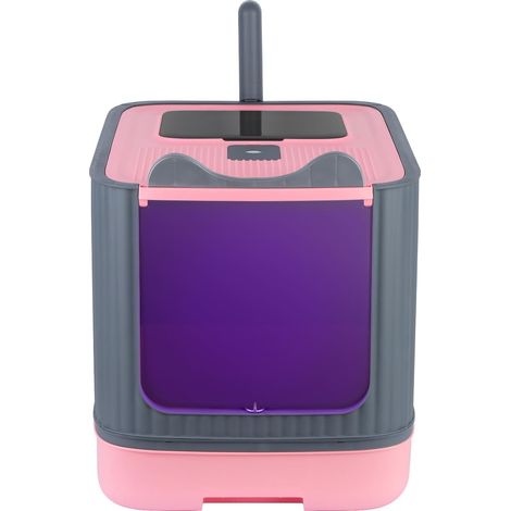 Bac à Litiere Chat Autonettoyante,Bac Litiere pour Chat,Litière Automatique Autonettoyant pour Chats, pour Chats avec des Rayons ultraviolets-44,5 36,5 34,5 cm-Rose-UV (1/5)